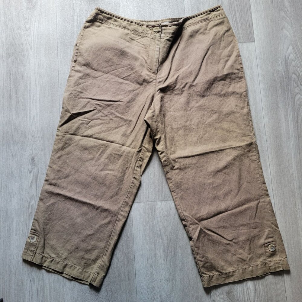 J. Jill Womens Genuine Fit Below Waist Wide-Leg Cropped Pants Size 12 Brown